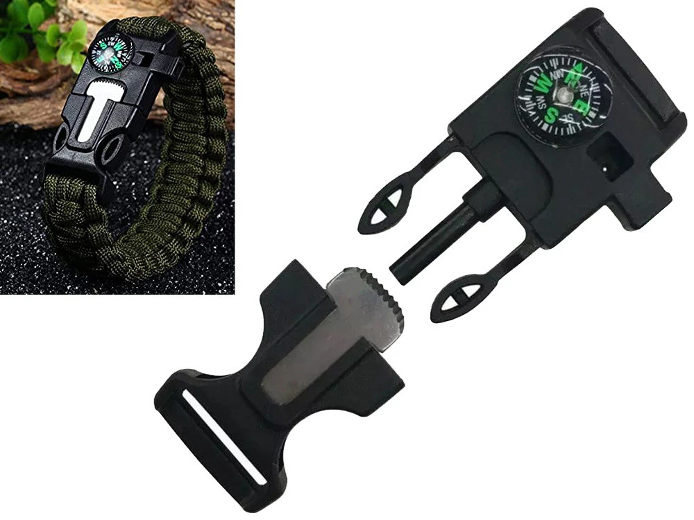 Brățară de supraviețuire 5 în 1: busolă, amnar, frânghie (paracord), cuțit [5]