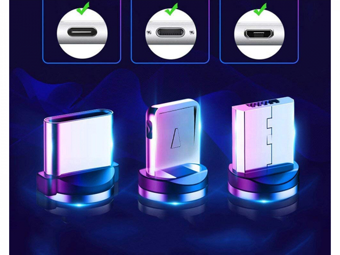 Cablu de incarcare magnetic 3 in 1 micro typ-c usb lightning 1m [2]