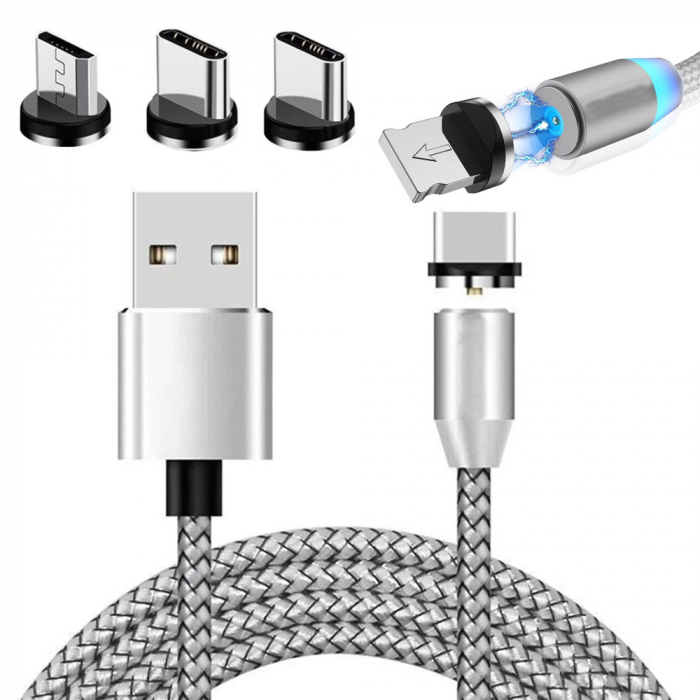 Cablu de incarcare magnetic 3 in 1 micro typ-c usb lightning 1m [4]