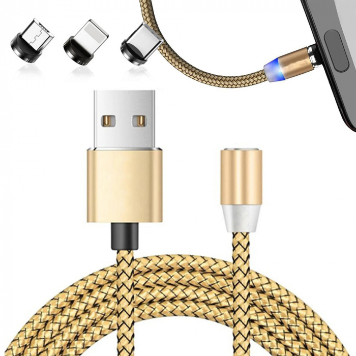 Cablu de incarcare magnetic 3 in 1 micro typ-c usb lightning 1m [10]