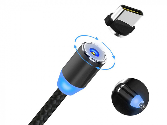 Cablu de incarcare magnetic 3 in 1 micro typ-c usb lightning 1m [3]