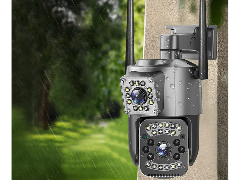 Cameră cu două obiective, Wi-Fi rotativ pentru exterior, detector de mișcare, IP [5]