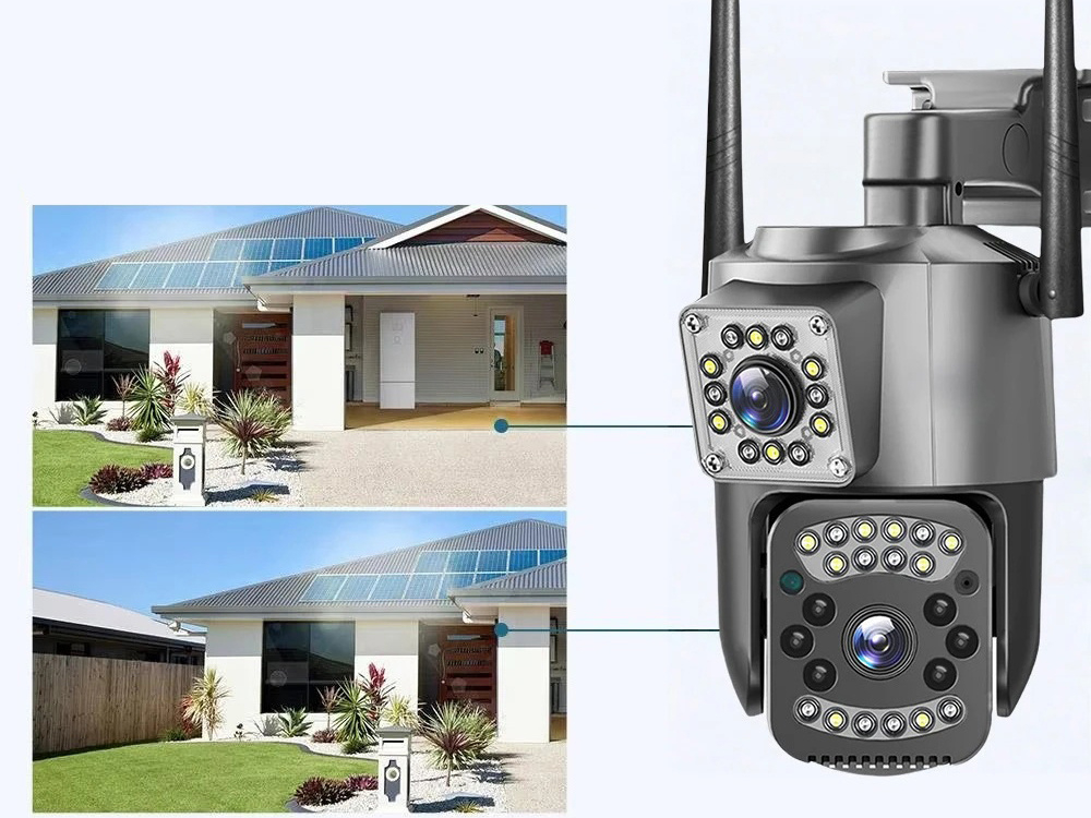 Cameră cu două obiective, Wi-Fi rotativ pentru exterior, detector de mișcare, IP [7]