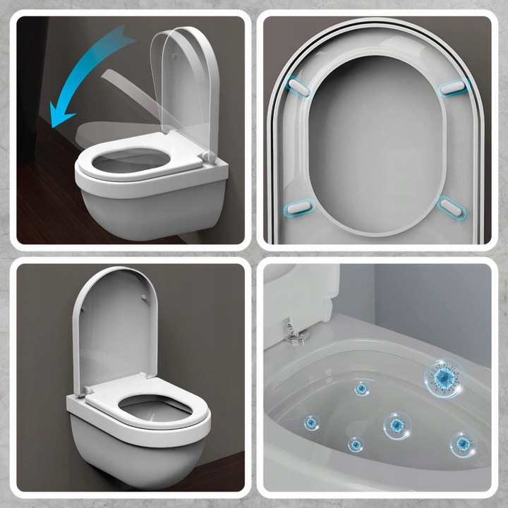 Capac WC cu închidere lentă, rectangular [10]