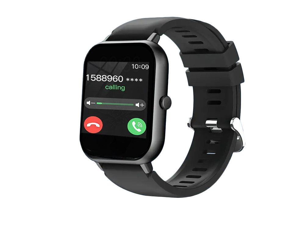 Ceas inteligent pentru femei, bărbați, curea de cauciuc, sport, apeluri Bluetooth, Negru [6]