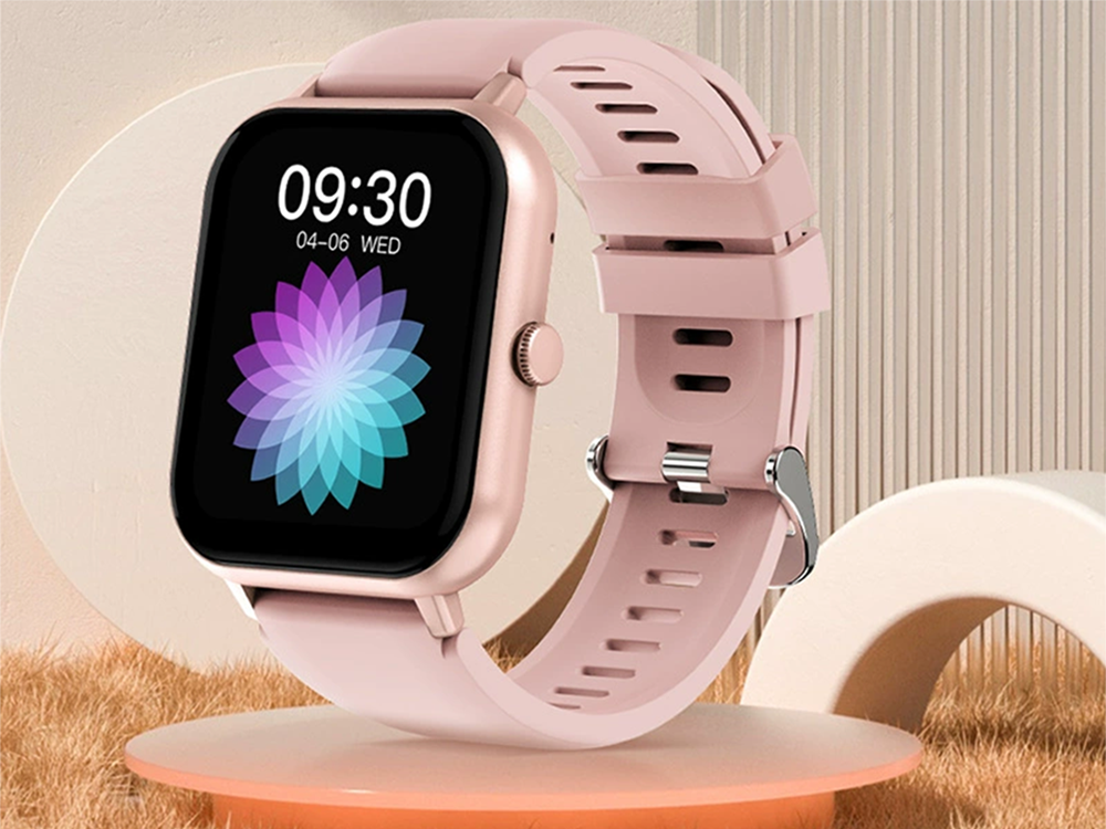 Ceas inteligent pentru femei, bărbați, curea de cauciuc, sport, apeluri Bluetooth, Roz [11]