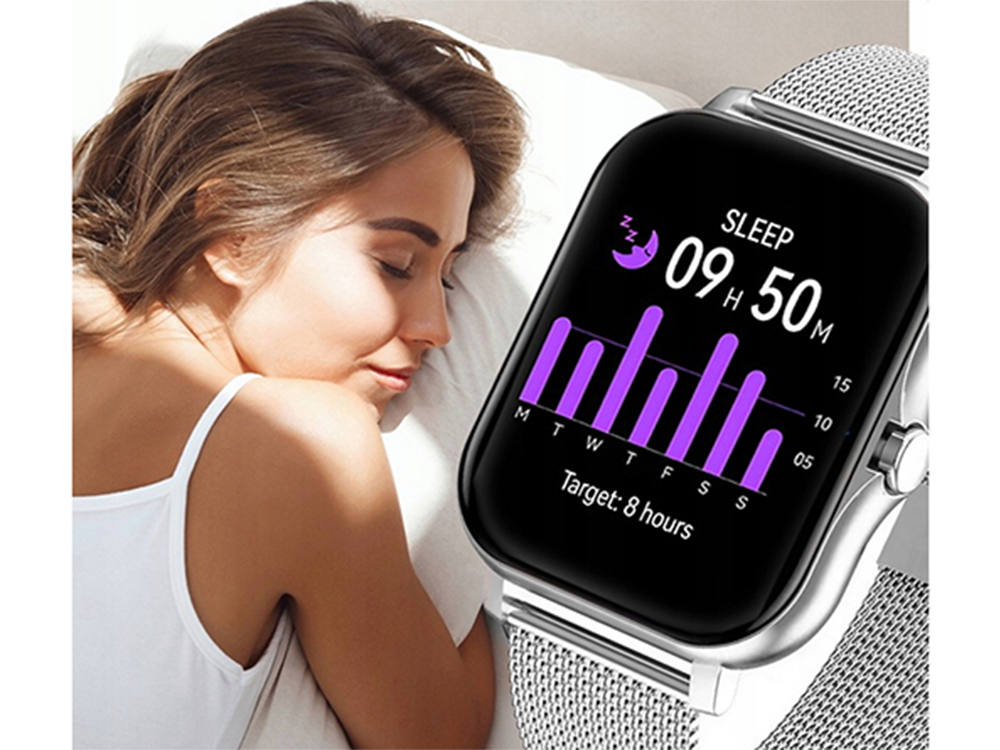 Ceas inteligent pentru femei, bărbați, curea de cauciuc, sport, apeluri Bluetooth, gri [3]