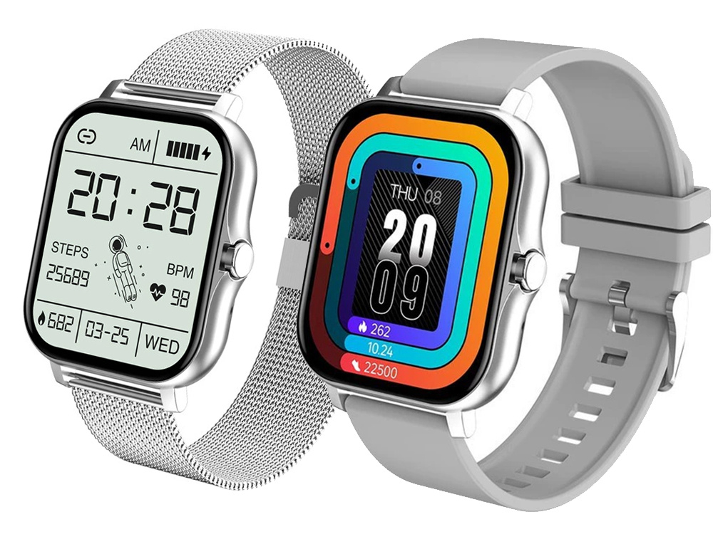 Ceas inteligent pentru femei, bărbați, curea de cauciuc, sport, apeluri Bluetooth, gri [2]