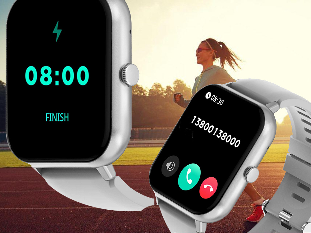 Ceas inteligent pentru femei, bărbați, curea de cauciuc, sport, apeluri Bluetooth, Gri [16]