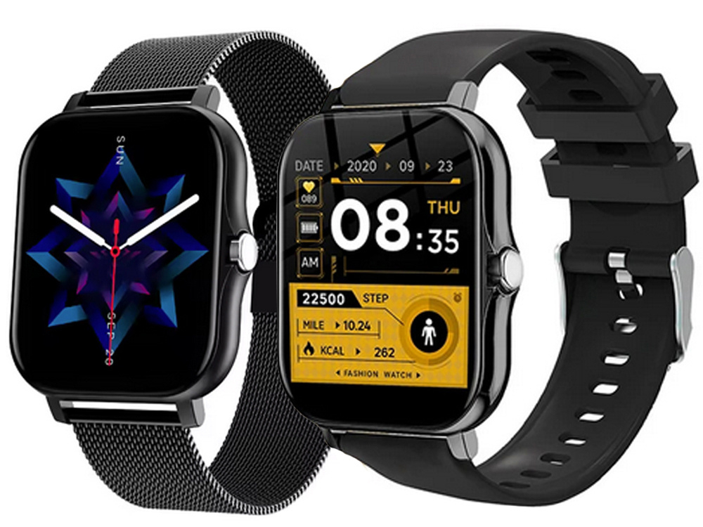 Ceas inteligent pentru femei, bărbați, curea de cauciuc, sport, apeluri Bluetooth, negru [2]