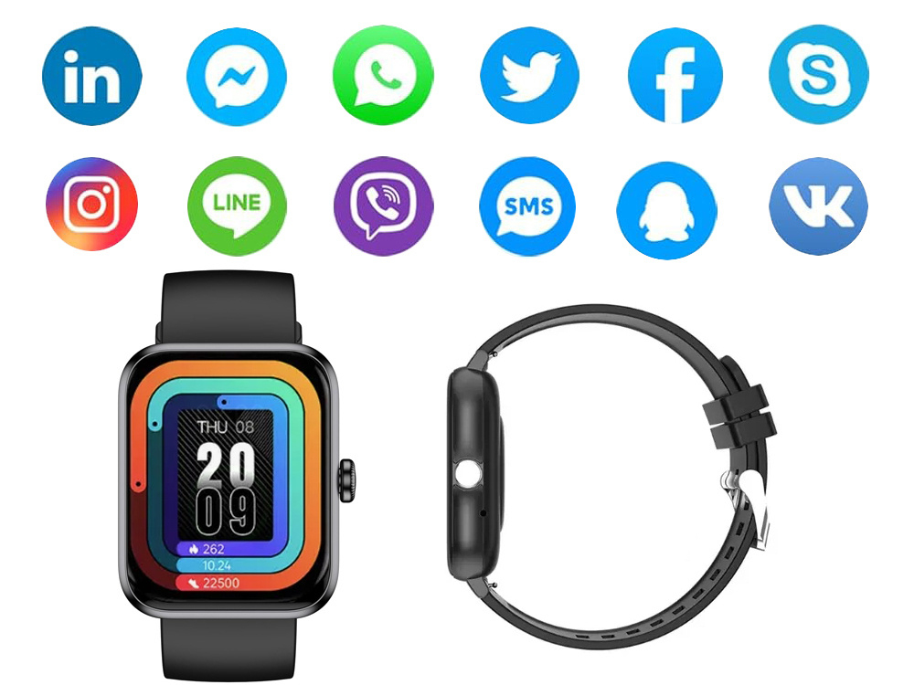 Ceas inteligent pentru femei, bărbați, curea de cauciuc, sport, apeluri Bluetooth, Roz [11]