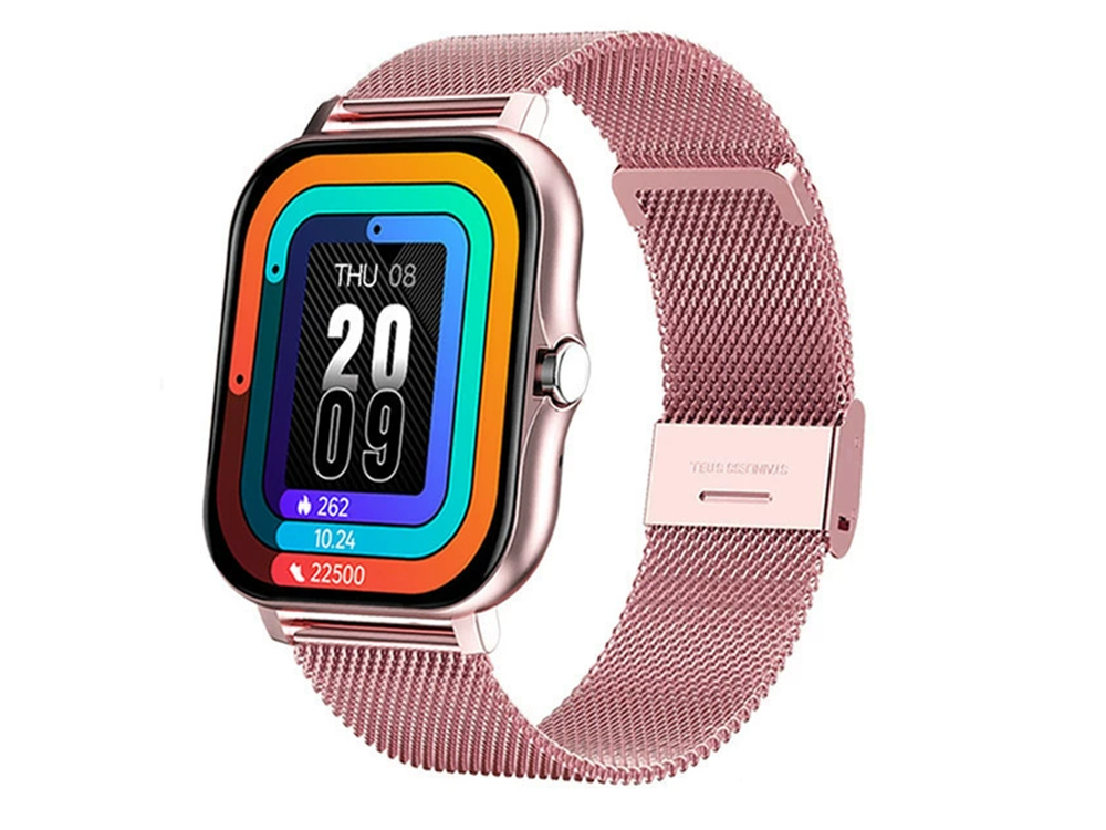 Ceas inteligent pentru femei, bărbați, curea de cauciuc, sport, apeluri Bluetooth, Roz [13]