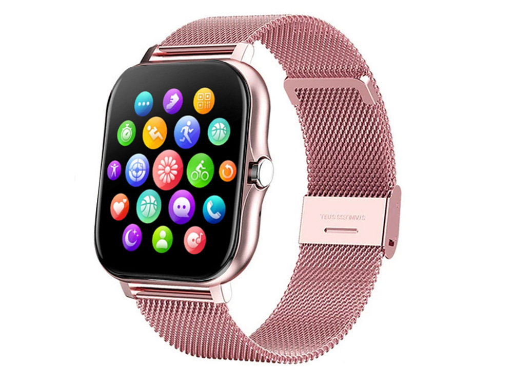 Ceas inteligent pentru femei, bărbați, curea de cauciuc, sport, apeluri Bluetooth, Roz [5]