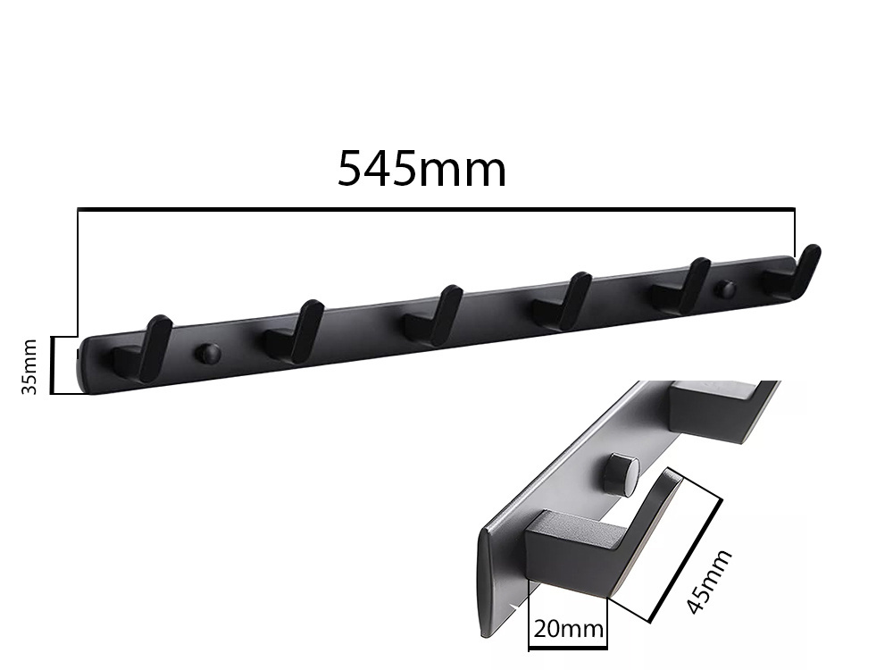 Cuier baie pentru haine, prosoape baie, bucătărie, cuier perete loft 54,5 cm [4]