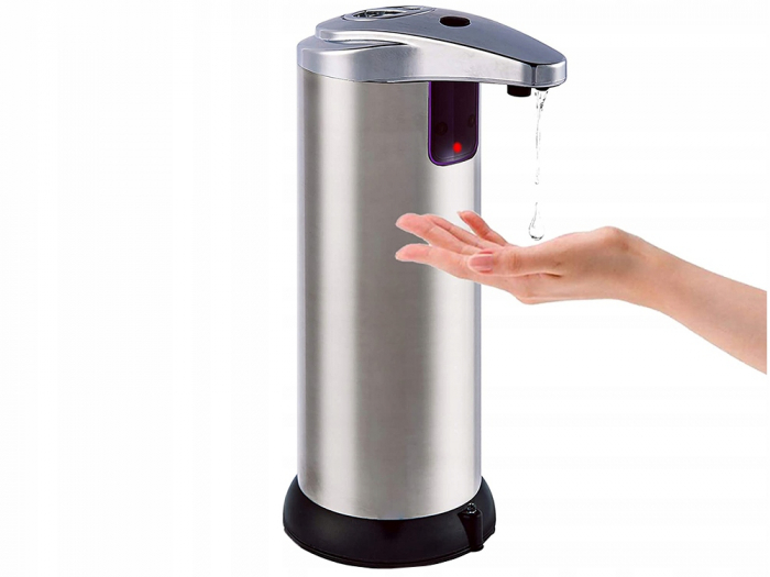 Dozator de sapun inteligent automat cu senzor de miscare, infrarosu, fara contact, design modern, 250 ml, Argintiu [5]