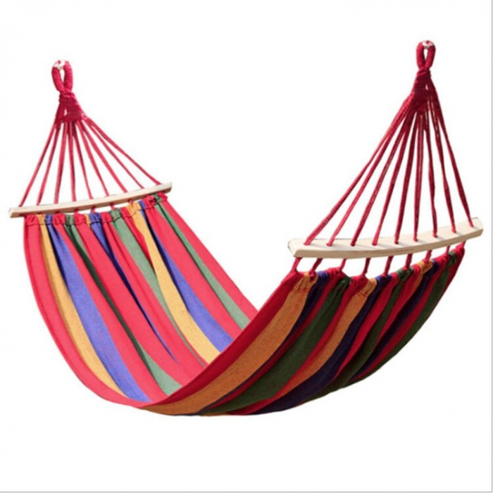 Hamac gradina cu lemn la capete, sac depozitare, 200x83cm, multicolor [6]