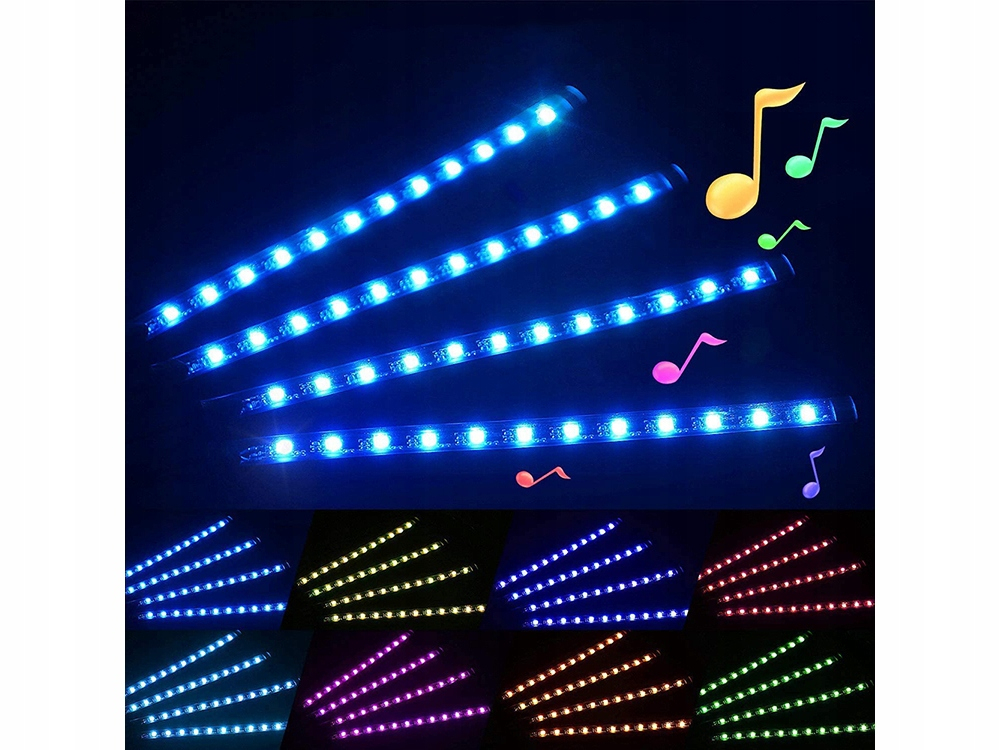 Kit banda led auto 5050 RGB, lumini ambientale auto cu telecomanda, 8 culori, alimentare 12V [5]