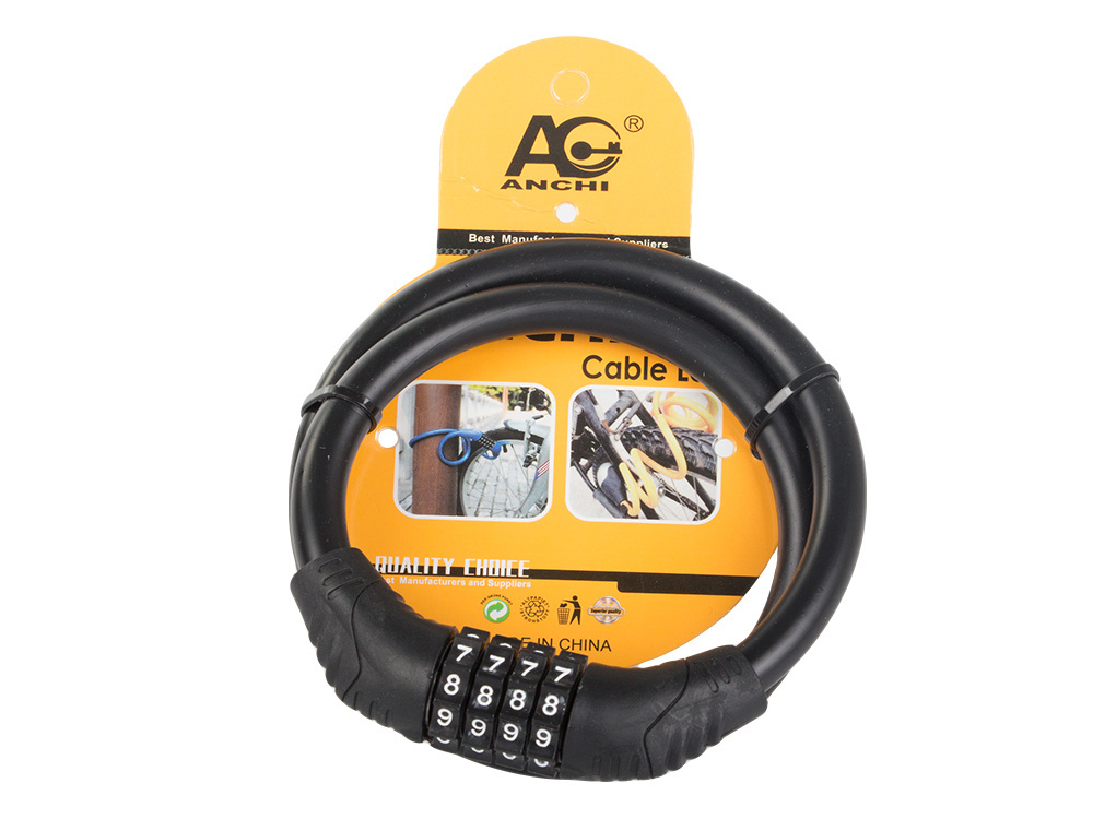 Lacăt de siguranță pentru bicicletă, cifru cu patru cifre, cablu [7]