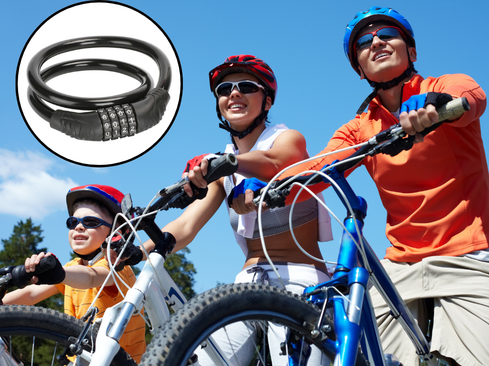 Lacăt de siguranță pentru bicicletă, cifru cu patru cifre, cablu [9]