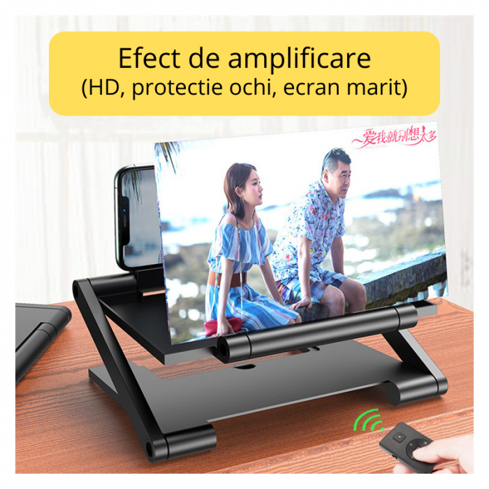 Lupa de marire pentru telefon, zoom de pana la 4x ori, ecran 20x15cm, negru [6]