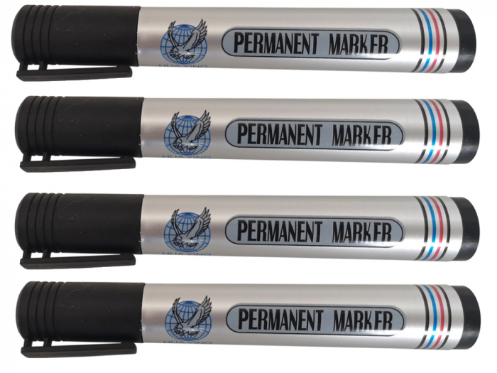 Marker permanent negru rotund rezistent la apa pentru metal, sticla, plastic [2]