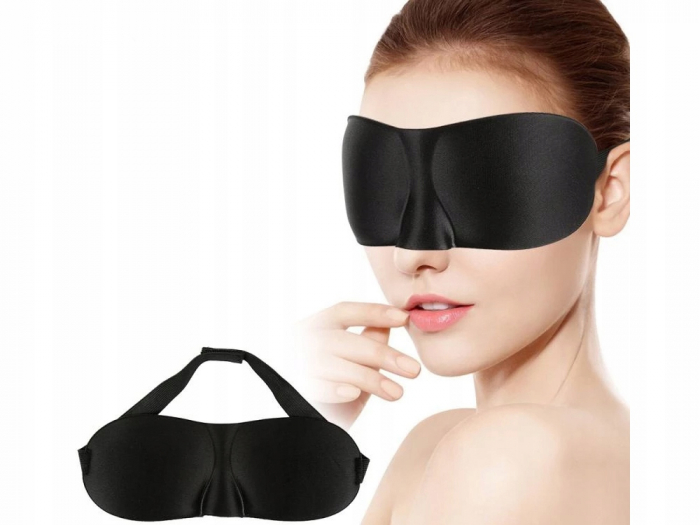 Masca pentru somn 3D, 100% lumina blocata, Reglabila, Protectie nas, Negru [2]
