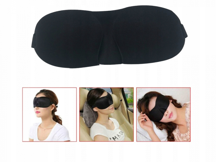 Masca pentru somn 3D, 100% lumina blocata, Reglabila, Protectie nas, Negru [8]