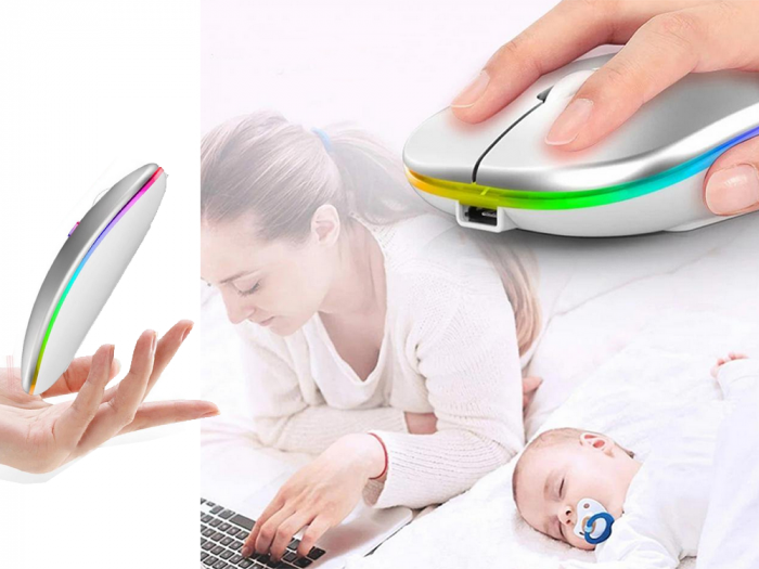 Mouse optic Slim de 2,4 GHz cu control bluetooth pentru laptopuri PC ALB sau Negru [11]