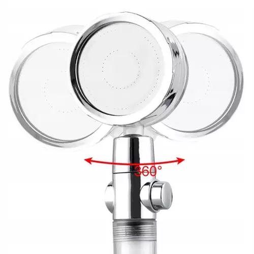 Para de dus turbo, ABS, Buton on/off, 360 de grade rotative cu elice aurie [6]