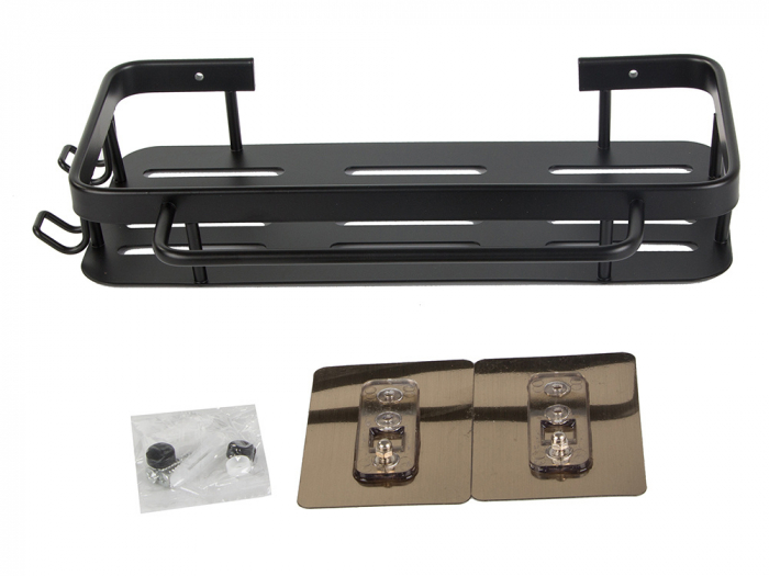 Raft baie, cuier baie, mansarda agatat, bucatarie, metal negru [10]