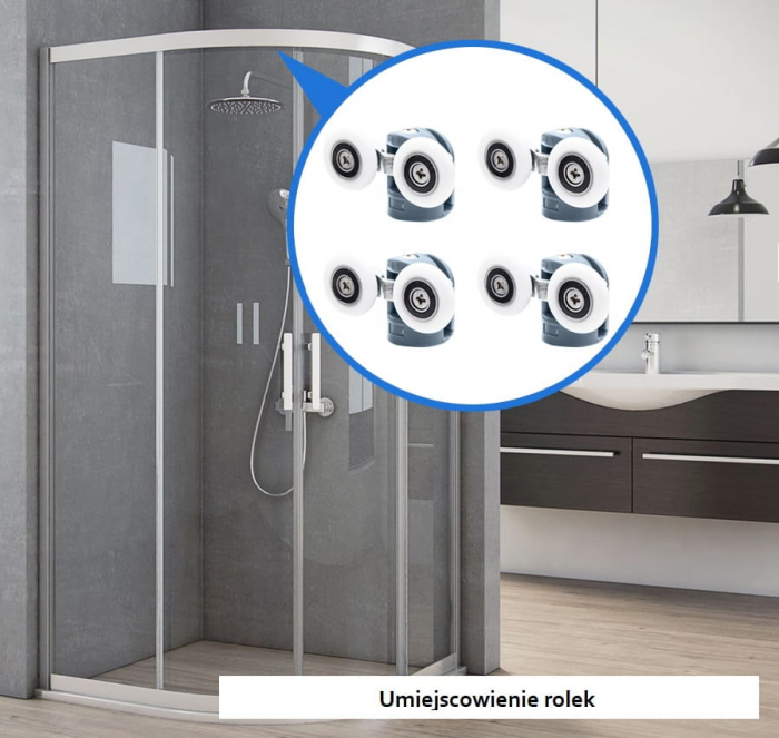 Rola universala superioara dubla, pentru cabina de dus, cu rulmenti [3]