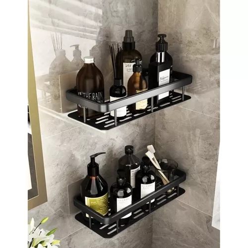 Set 2 rafturi  baie, aluminium negru [8]