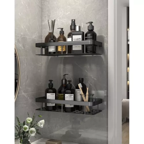 Set 2 rafturi  baie, aluminium negru [7]