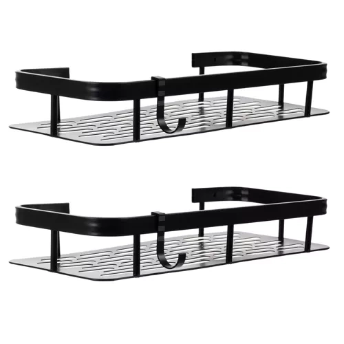 Set 2 rafturi  baie, aluminium negru [1]