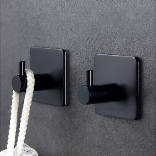 Set 4 agatatori prosoape baie, negre, autoadezive [4]