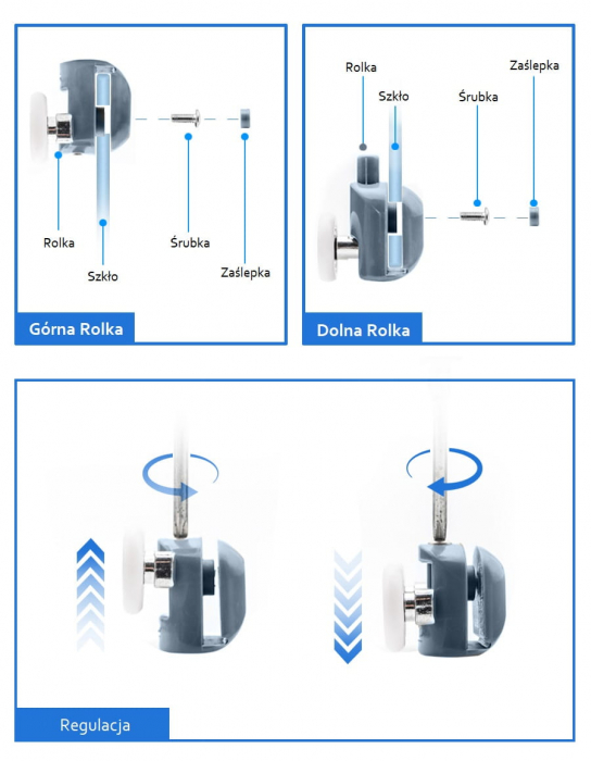 Set 4 role simple inferioare cu arc si rulment [6]
