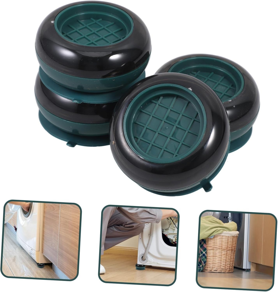 Set 4 Suporți Anti-Vibrație Pentru Mașina De Spălat, Uscator sau Mobilier, Verde [2]