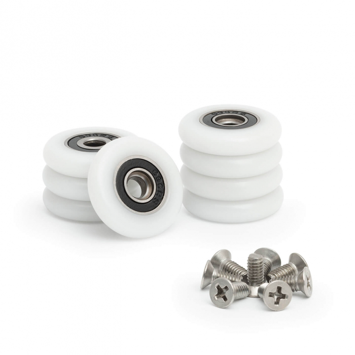 Set 8 role pentru cabina de dus, 25 mm, Rulment,  Plastic, Alb [6]