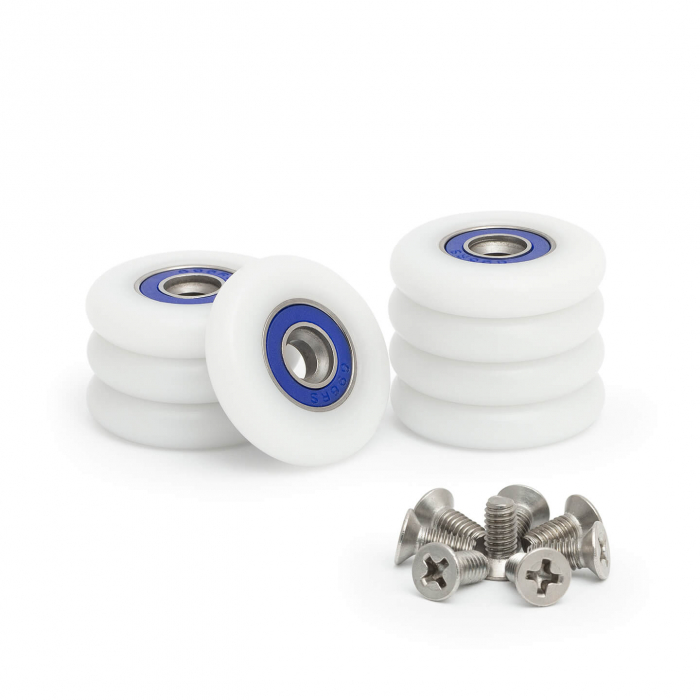 Set 8 role pentru cabina de dus, 27 mm, Rulment, Plastic, Alb [5]