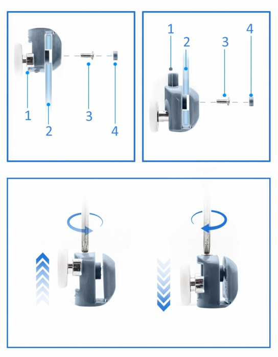 Set 8 role universale duble superioare si inferioare pentru cabina de dus [6]