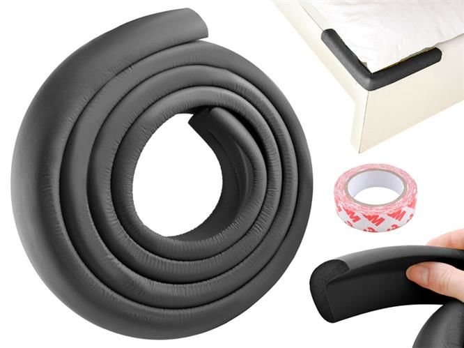 Banda spuma,protectie colturi mobila + banda autoadeziva, Spuma, 2 m, Alb, Negru [9]