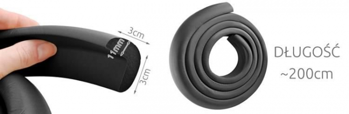 Banda spuma,protectie colturi mobila + banda autoadeziva, Spuma, 2 m, Alb, Negru [10]