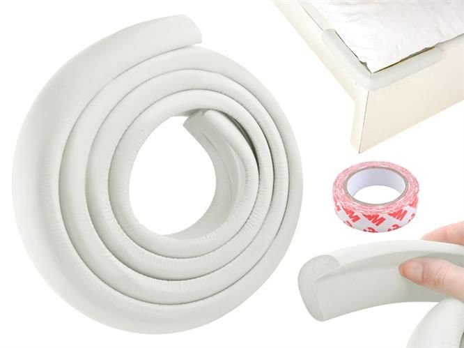 Banda spuma,protectie colturi mobila + banda autoadeziva, Spuma, 2 m, Alb, Negru [4]