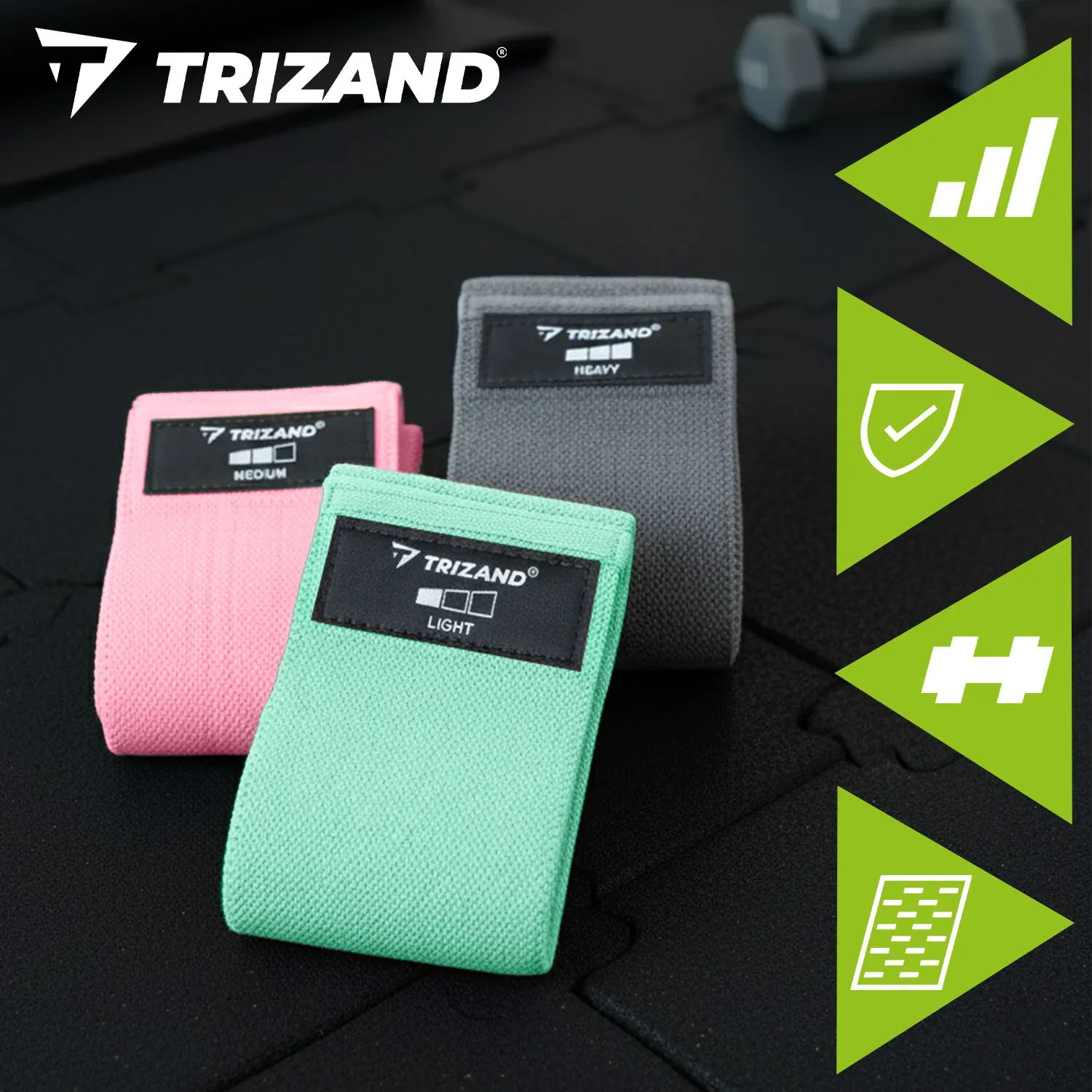 Set de benzi elastice pentru exerciții pe saltea – 3 buc. Trizand [6]