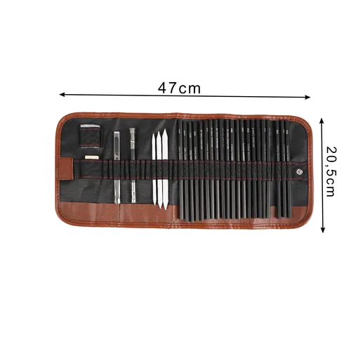 Set pentru schițat și desenat, caiet de schițe profesional, creioane, cărbuni și accesorii într-o trusă [8]