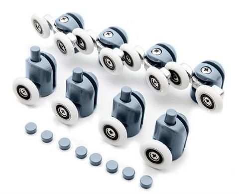 Set role cu rulmenti, universale, pentru cabina de dus, superioare duble inferioare simple, gri, 8 buc [5]