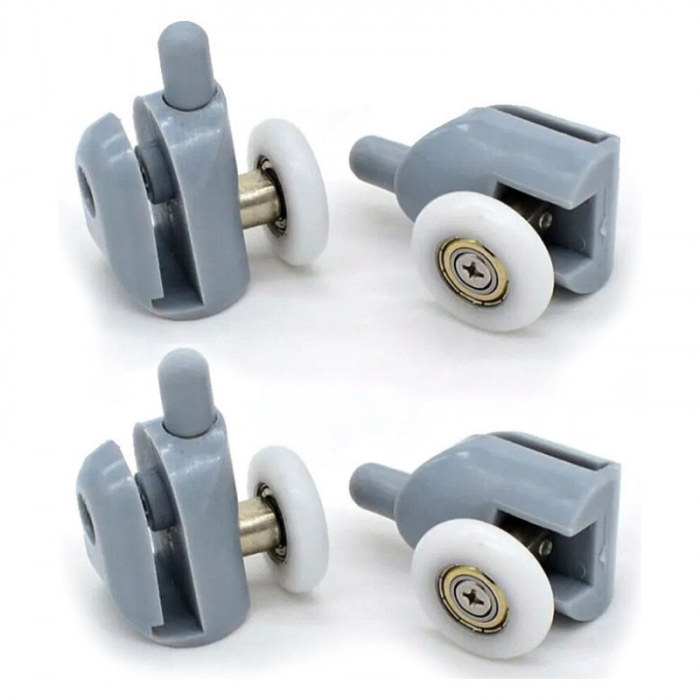Set role cu rulmenti, universale, pentru cabina de dus, superioare duble inferioare simple, gri, 8 buc [4]