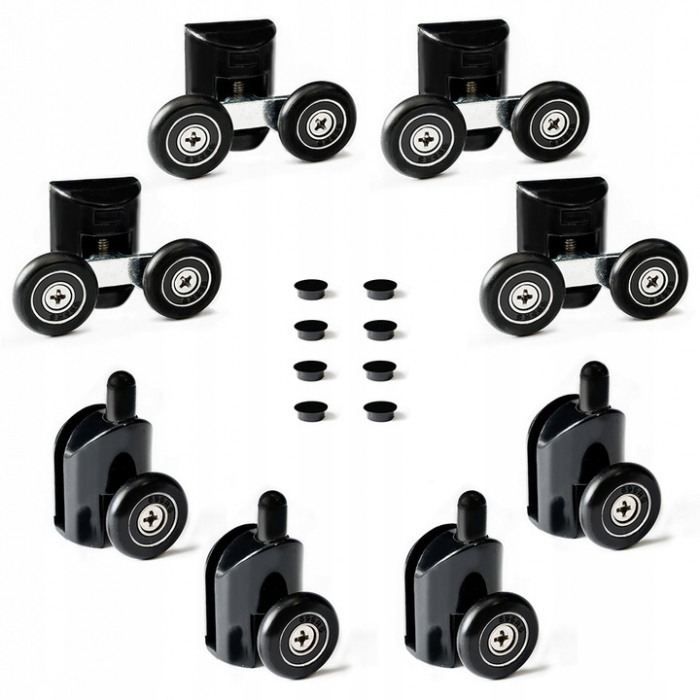 Set role universale pentru cabina de dus, cu rulmenti, 8 buc, negru [6]