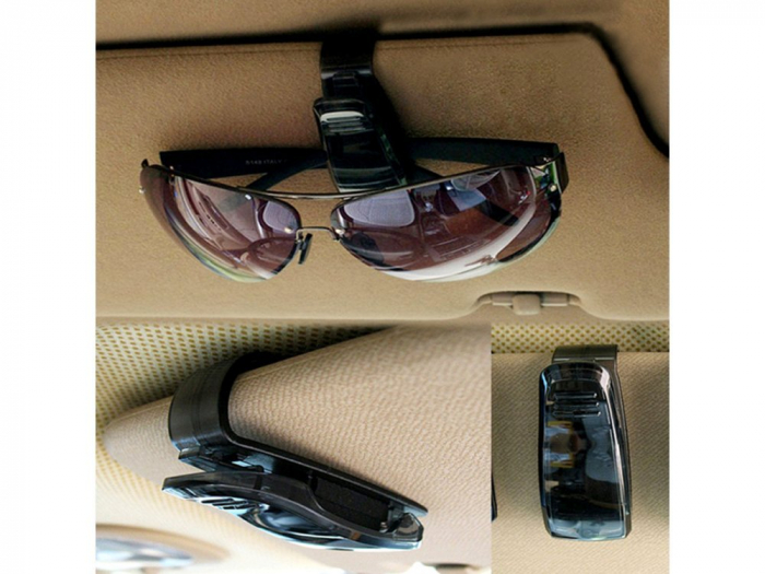 Suport auto pentru ochelari, fixare la parasolar, Verk Clip, plastic, negru [3]