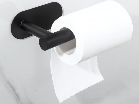 Suport hârtie igienică autoadeziv fără găurire, negru, metalic, tip loft [7]